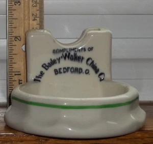 RARE Compliments of THE BAILEY - WALKER CHINA CO Bedford O. Match holder Ashtray - Picture 1 of 17