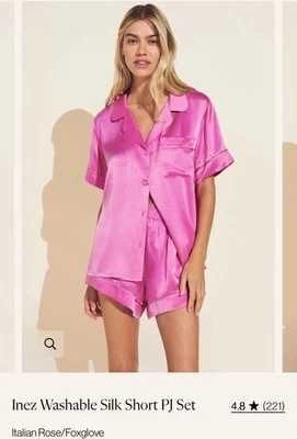 Juego de pijama de seda lavable Eberjey rosa italiana grande Foto 1 de 4