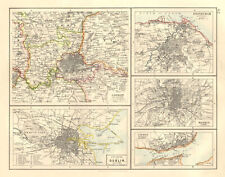 EUROPEAN CITIES. London Edinburgh Madrid Lisbon Dublin.  JOHNSTON 1906 old map