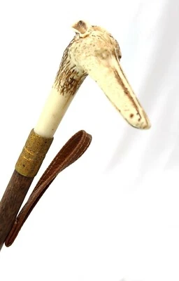 VINTAGE WOLF HOUND HEAD SHOE HORN WITH WOODEN STICK - Image 1 of 4