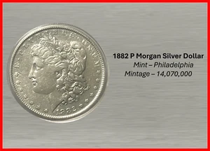 1882-P Morgan Silber Dollar **Philadelphia** - sehr schöne Münze - vz+ - Bild 1 von 3