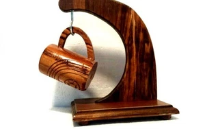 Luau Tiki Becher und Display geschnitztes Holz Hawaii Sammler Tasse hawaiianisches Thema - Bild 1 von 6