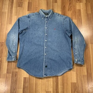 Vintage Polo Country Ralph Lauren Denim Shirt Mens Extra Large Made In USA - Picture 1 of 8