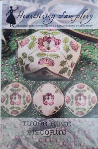 Heartstring Samplery Counted Cross Stitch Chart - Tudor Rose Biscornu - New - Picture 1 of 2