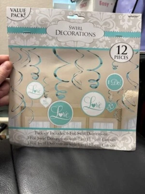Boda de compromiso 12ct. Remolino Decoraciones Robin's Egg Azul Fiesta Suministro ¡¡Nuevo!!! Foto 1 de 2
