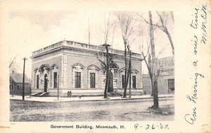 Monmouth IL Post Office~Federal Building in Winter~1907 B&W - Picture 1 of 2