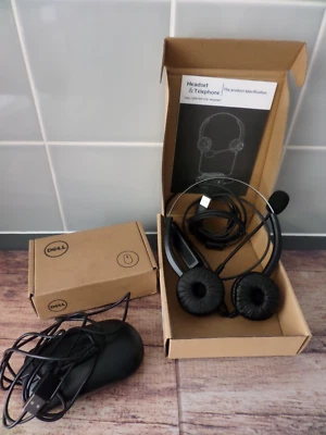 DELL Wired Headset & Telephone / DELL Wired Computer Mouse **NEW** - Image 1 of 3