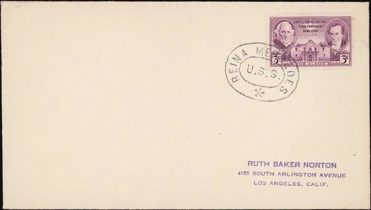 EUA, 1936. Capa naval EUA Reina Mercedes - Los Angeles - Imagem 1 de 1