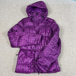 Nike Coat Girls Size M Medium 11 12 Purple Check 800 Down Hooded Zip Up - Picture 1 of 10