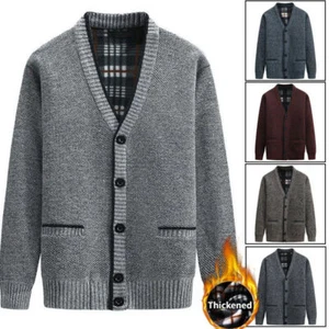 Hombres Cárdigan Térmico Tejido Cálido Cuello en V Suéter Jersey Abrigo Botón Chaqueta Abrigo - Imagen 1 de 14