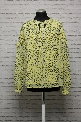 180 N65 MINIMUM Bluse Gr. 38 gelb weiß schwarz Langarm Schluppe doppellagig NEU - Bild 1 von 4