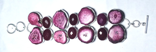 VALENTINO Braccialetto Gioielli Fatto a Mano Quarzo Solare Onice Gemma Misura 8 Pollici