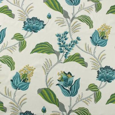 TELA MULTIUSOS FLORAL EXUBERANTE AZUL VERDE EMMIE BALARD DESIGNS POR YARDA 56"W Foto 1 de 4