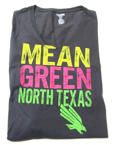 Mean Green UNT University North Texas Men's Large T-Shirt V-Neckline Pro-Edge Cover