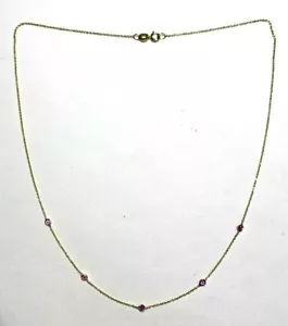 Niedliche rosa Saphir Halskette Kette einfarbig 14K Gelbgold 16 Zoll - Bild 1 von 5