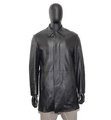 Abrigo de piel de comadreja completo de cuero Brioni 44US/UK 54IT negro excelente PVP18500 $ para hombre Foto 1 de 4