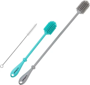 Silicone Bottle Brush, Water Bottle Cleaner Brush Set with Straw Brush for Narro - Picture 1 of 12