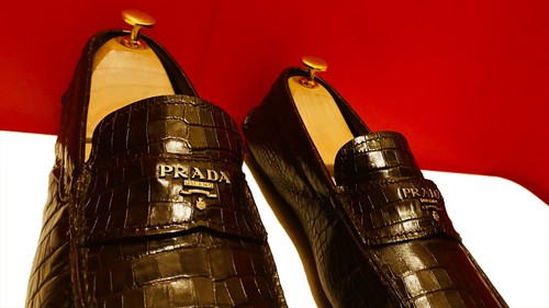 $849 00!! PRADA SCARPE MOCASSINI UOMO RARE PELLE DI COCCODRILLO MARRONE RUGGINE TAGLIA UK 7