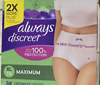 Always Discreet Incontinence Postpartum Underwear Women  XL  Maximum Protection