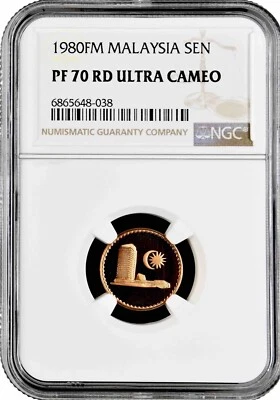 Malaysia 1 sen 1980 FM, NGC PF70 RD UC, "Federation of Malaysia (1967 - 2023)" - Image 1 of 2