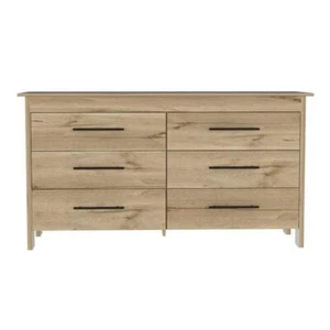 HomeRoots Dresser 58.8"x31.7" 4 Drawers Column Style Victoria Light Oak/White - Picture 1 of 3