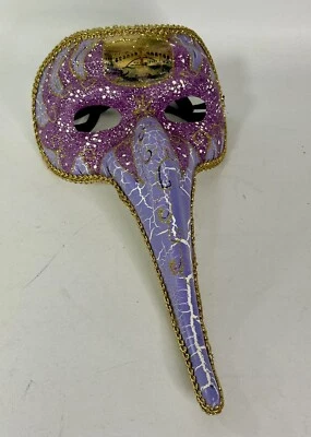 Hand Printed Venetian Mascarade Face Mask Made in Italy Venezia Maradi Gras - Image 1 of 4