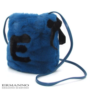 ERMANNO Ermanno Scervino borsa piccola Secchiello ecopelliccia blu SCONTO -42% - Picture 1 of 8
