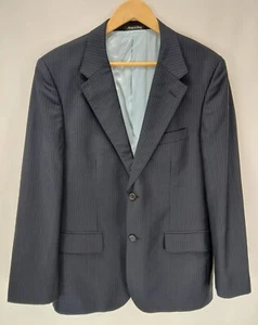 Rudy Valentino Super 120'S Italian Blazer Sport Coat Black Blue Wool Striped 40R - Picture 1 of 10