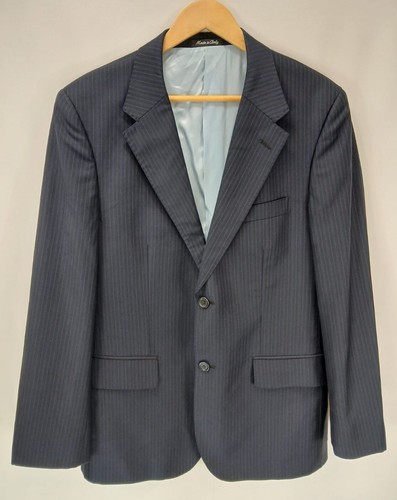 Cappotto sportivo blazer italiano Rudy Valentino Super 120'S nero blu lana a righe 40R