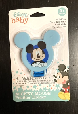 Clip porta chupete azul Mickey Mouse bebé Disney sin BPA Foto 1 de 3