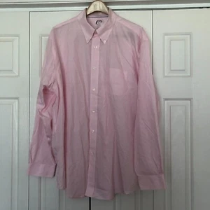 Brooks Brothers Madison XL cotone rosa bianco quadri nuovo non ferro abbottonato - Foto 1 di 4