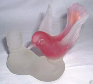 candelabro in vetro satinato con uccellino rosa - Murano Salviati Ec. 1960 circa - Foto 1 di 1