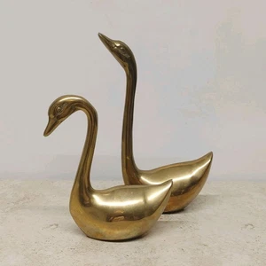 Vintage Massive Messing Schwan Figur Paar MCM Made In Korea - Bild 1 von 18