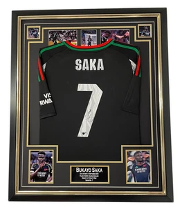 Bukayo Saka Signed Black Away Shirt Jersey Autographed Display & Certificate - Picture 1 of 5