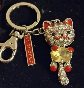 St Tropez Katze Kristall Strass Schlüsselanhänger Handtasche Auto Schlüsselanhänger Ringe.   k3grnd* - Bild 1 von 4