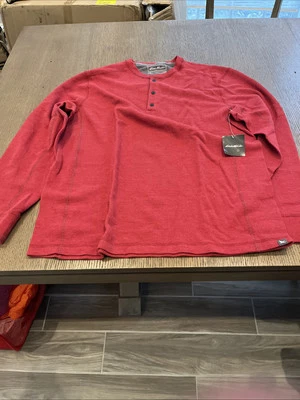 Camisa térmica de manga larga Eddie Bauer roja Henley para hombre - talla grande Foto 1 de 2