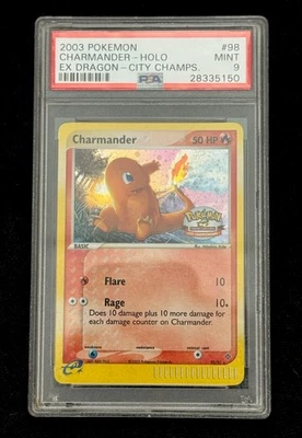 Charmander 98 Pokemon Card Holo Ex Dragon City Championships 2003 Nintendo PSA 9 - Image 1 of 2