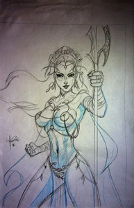 Dejah Thoris JOHN CARTER Aiden Thomas Serrano SIGNED Hand-Drawn  Comic Book Art - Picture 1 of 3