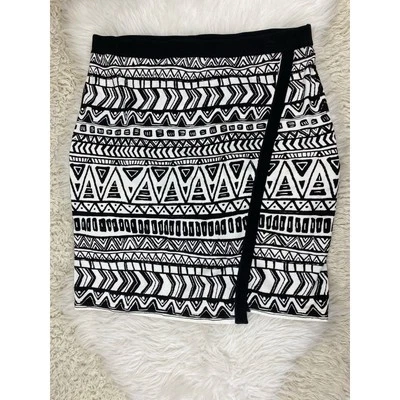 NWT Inc International Concepts Women's Size 1X Black White Tribal Stretch Skirt - Изображение 1 из 4