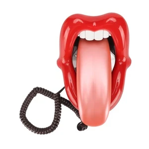 Large Tongue Shape Landline Telephone Cute Big Red Tongue Corded Phone For H SPC - Zdjęcie 1 z 12