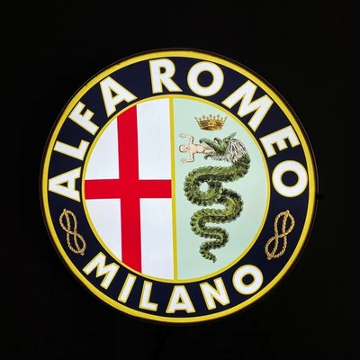 Alfa Romeo Milano Lightbox – Vintage Illuminated LED Sign – 50 cm (19.7”) - Image 1 of 4