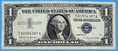 One Dollar 1957B $1 Blue Seal Silver Certificate Note Serial: T 60554387 A - Image 1 of 2