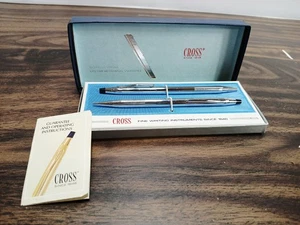 Vintage Cross Glanz Chrom Stift/Bleistift Set mit Box = sie sind monogrammiert - Bild 1 von 11