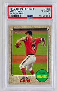 2017 Topps Heritage High MATT CAIN - PSA 10 Throwback Variation SSP #604 Giants - Picture 1 of 2