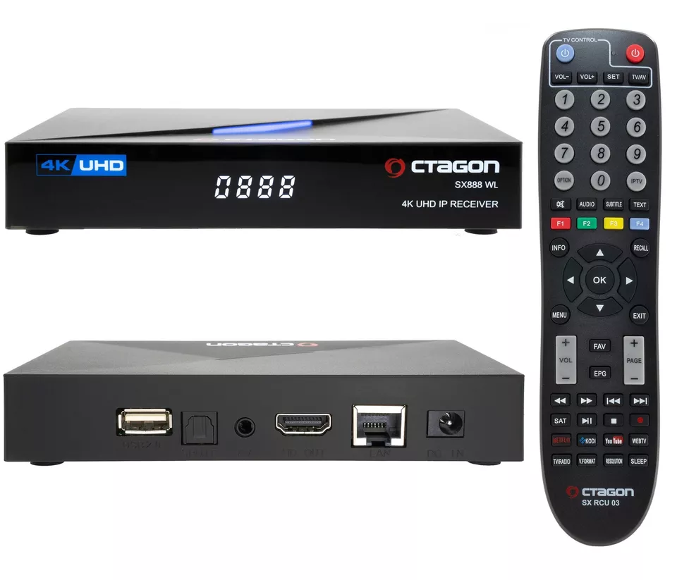► OCTAGON SX888 WL V2 4K UHD IP 5G Wi-Fi E2 Linux OS Smart TV IP 4K Receiver - Bild 1 von 4