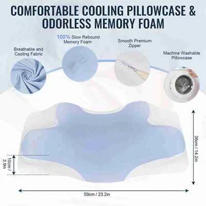 Ergonomic Cooling Pillow Odorless Slow Rebound Memory Foam Neck Support Pillow - Picture 1 of 13