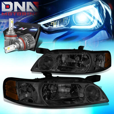 FOR 2000-2001 NISSAN ALTIMA OE STYLE HEADLIGHT W/LED KIT SLIM STYLE SMOKED/AMBER - Image 1 of 4