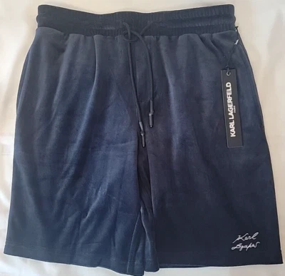 Pantalones Cortos Karl Lagerfeld Azul Terciopelo Vellón Para Hombre Talla Pequeña Cómodos Elastizados Suaves Foto 1 de 4