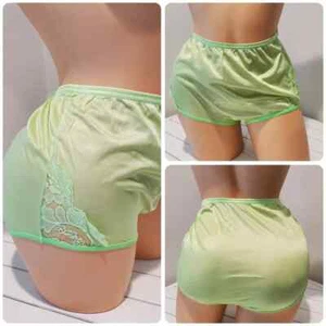 Vanity Fair LACE Nouveau Granny Panty Shiny Nylon 9/2XL GREEN Poison Apple - Picture 1 of 8