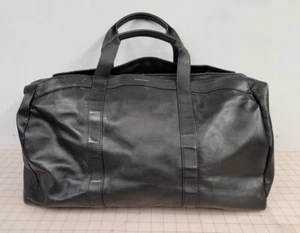 Hook and Albert Black Leather Weekender Bag Travel - Picture 1 of 7